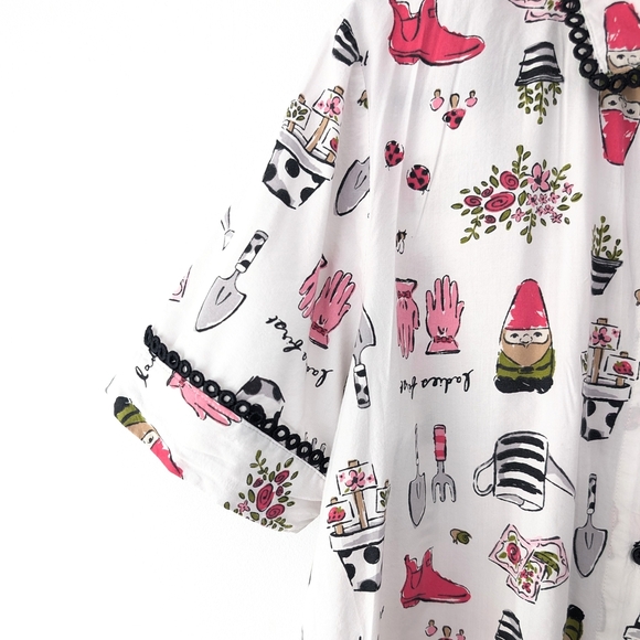 Kate Spade Women's Whimsical Garden Print Button Down Shirt Top - Size Small - Picture 4 of 9